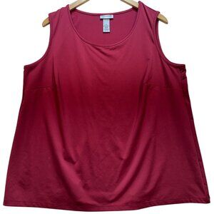 Catherines Womens Casual Tank Top Sleeveless Summer Sz 1X Burgundy Solid Stretch